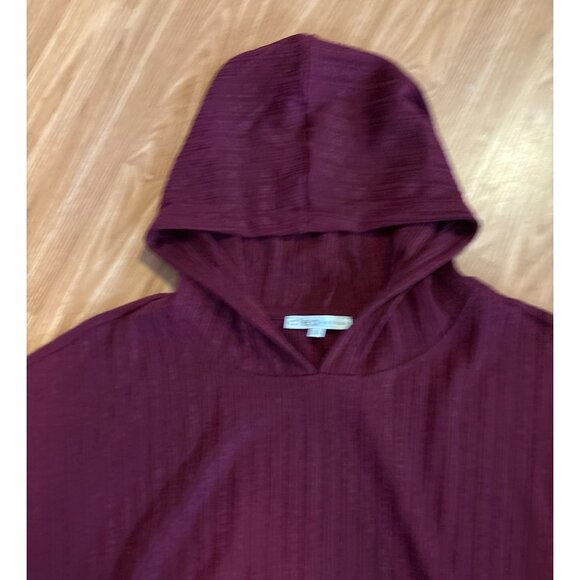 Cleo Cropped Hoodie Petites Burgundy Ribbed XL Polyester Spandex Kangaroo Pocket - Picture 3 of 6